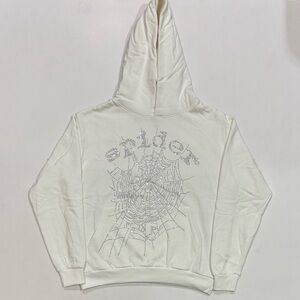 White Spider VVS Rhinestone Hoodie Size Small